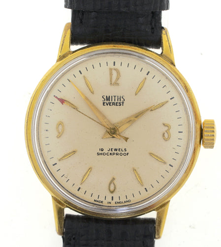 EVEREST SMITHS GOLD PLATED 19 JEWEL SMITHS MADE IN ENGLAND WRISTWATCH OVERHAULED C 1964