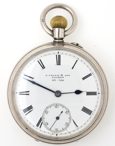 SMITHS EARLY S SMITH & SON LONDON SILVER OPEN FACED ENGLISH POCKET WATCH