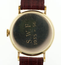 DELUXE SMITHS MODEL A 501 1955/6 9 CT GOLD ENGLISH WRISTWATCH WITH STEPPED LUGS DENNISON CASE