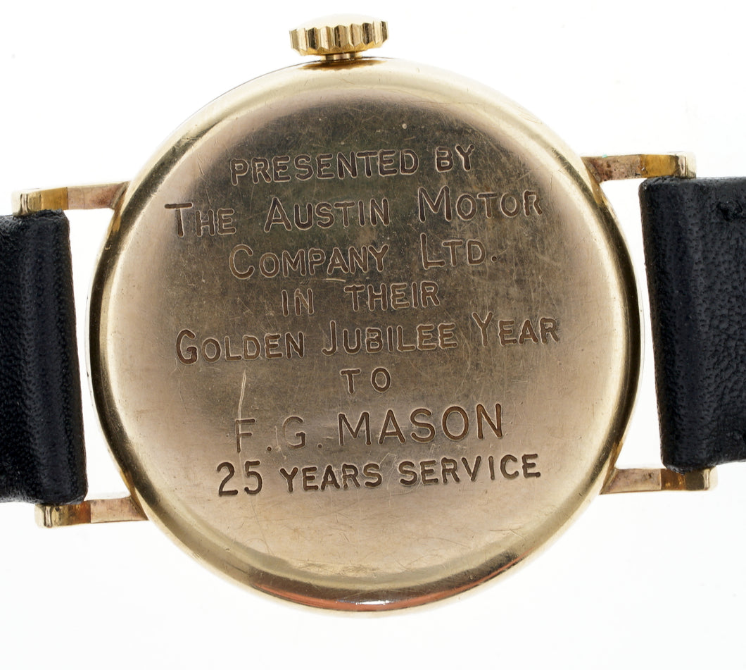 DELUXE SMITHS ENGLISH GENTS 9CT GOLD WRISTWATCH MORRIS MOTORS GOLDEN J smithswatches