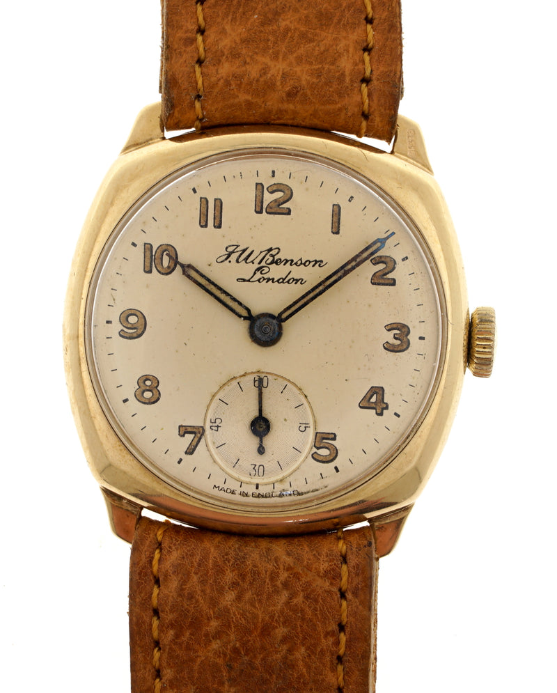 J W BENSON SMITHS 15J 9CT GOLD TI CUSHION PRESENTATION WATCH 1960
