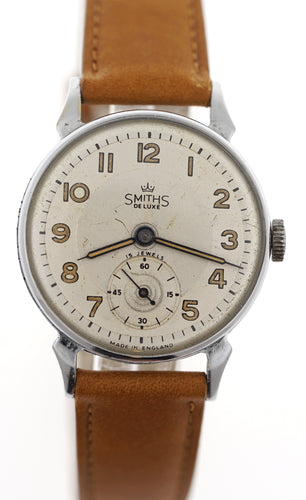DELUXE SMITHS CHROME AND STEEL HORN LUG A104 WRISTWATCH c 1952/3