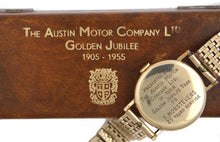 DELUXE SMITHS MODEL A501 1955 AUSTIN MOTOR COMPANY 9 CT GOLD ENGLISH WRISTWATCH GOLD BRACELET WITH BOX PAPER