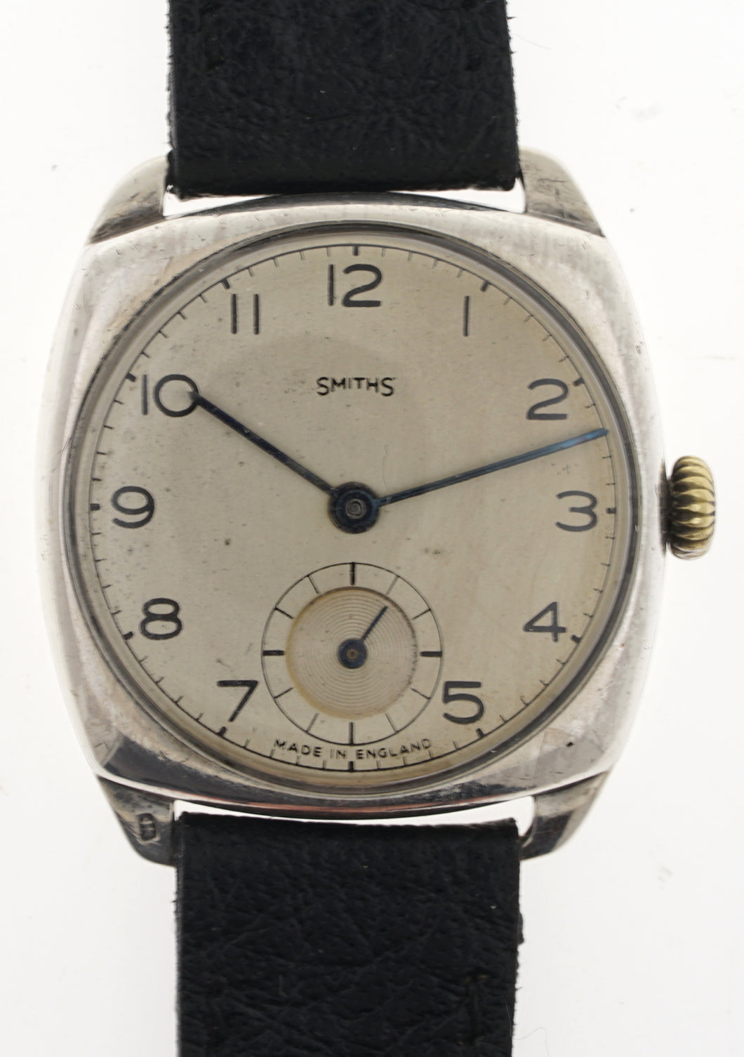 SMITHS EARLY MADE IN ENGLAND SILVER CUSHION CASED ICI PRESENTATION WATCH 1940'S 4
